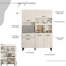 Armário Cozinha Compacta 5 Portas Multimóveis Cr20256 - 3