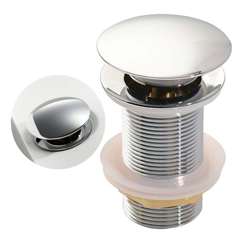 Válvula Click Luxo Aço Inoxidável 304 Ralo Prata Cuba Banheiro 7/8 - Brinovar