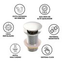 Ver imagem 3 de Válvula Click Luxo Aço Inoxidável 304 Ralo Prata Cuba Banheiro 7/8 - Brinovar