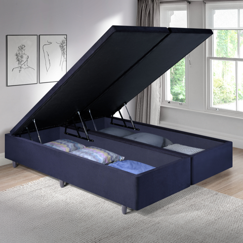 Cama Box Baú Casal Bipartido 138x188x42cm Suede com Pistão a Gás