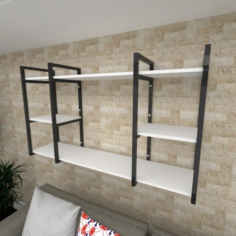 Prateleira Industrial Branca em MDF – Para Sala e Quarto | Estante de Parede Moderna e Versátil