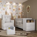 Ver imagem 1 de Berço Cômoda com Colchão, Poltrona de Amamentação e Puff Meu Bebê Multimóveis MP4108 Branco