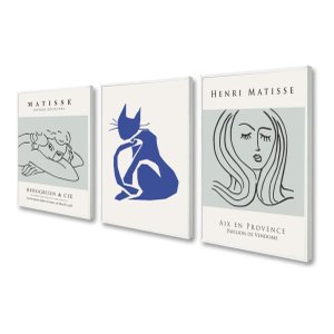 Kit 3 Quadros Decorativos Matisse para Sala Moderno Moldura 60x40 Vinil