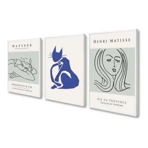 Kit 3 Quadros Decorativos Matisse para Sala Moderno Moldura 60x40 Vinil