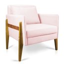 Ver imagem 1 de Poltrona Lana Suede Rosa Bebê Base de Madeira - D’Rossi