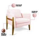 Ver imagem 6 de Poltrona Lana Suede Rosa Bebê Base de Madeira - D’Rossi