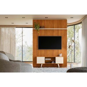 Rack+painel Panorama para Tv de até 55 Polegadas - Cinamomo/off White - Madetec