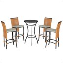 Ver imagem 1 de Mesa Bistrô com 4 Banquetas Roma Preta Corda Náutica 3 Trama Terra Cota