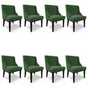 Ver imagem 2 de Kit 8 Cadeiras Estofadas Para Sala De Jantar Base Fixa De Madeira Preto Lia Suede Verde - Ibiza