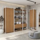 Ver imagem 1 de Kit Dormitorio 3 Portas 6 Gavetas Industrial Marrom/Canela/Branco