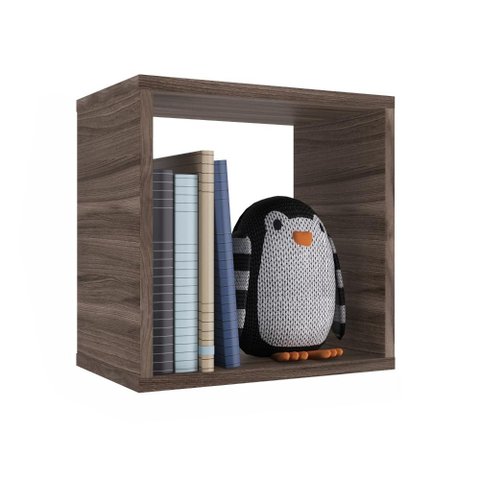 Nicho Quadrado de Parede Percasa 33X33X21cm em MDP Cor Carvalho com Acabamento Lacca