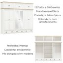 Ver imagem 3 de Guarda Roupa 12p 3g Espelho Madeira Maciça 261 Cm 9134 Branco Freijo Milani Store