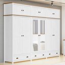 Ver imagem 2 de Guarda Roupa 12p 3g Espelho Madeira Maciça 261 Cm 9134 Branco Freijo Milani Store