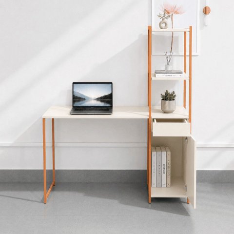 Escrivaninha Siena com Armário e Prateleiras em Estilo Industrial Klm Store