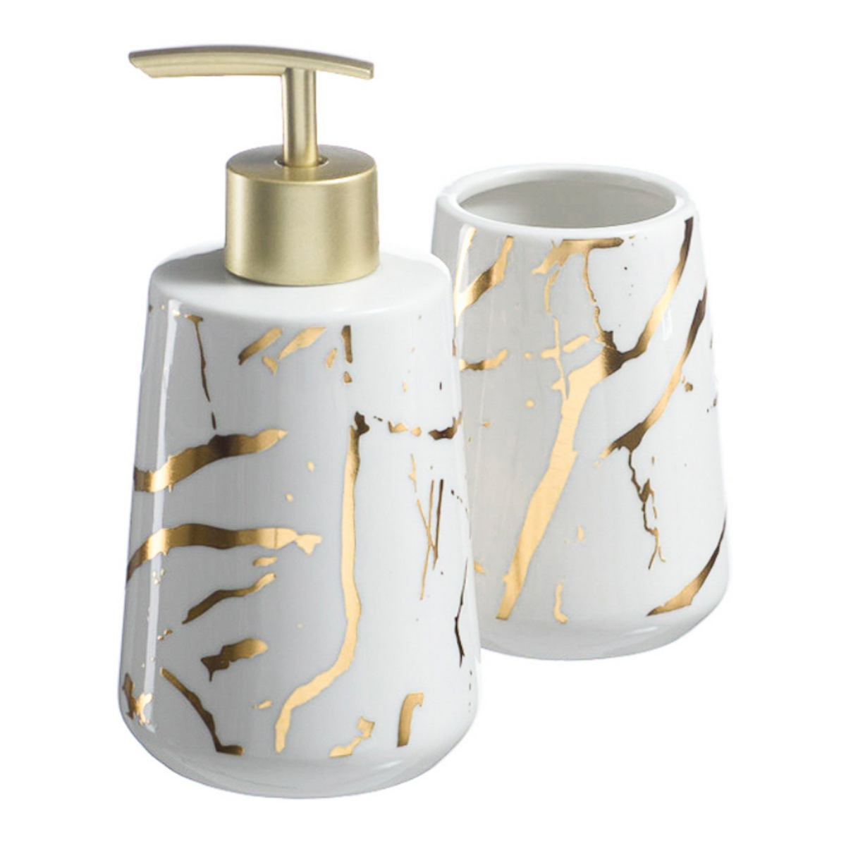 Kits Banheiro Lavabo de Porcelana Dispenser Sabonete Premium:dourado - 6