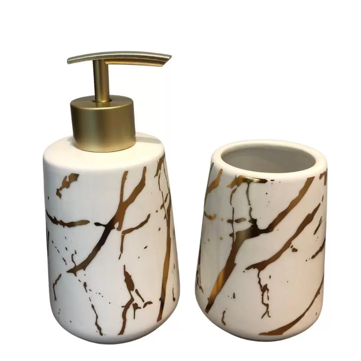 Kits Banheiro Lavabo de Porcelana Dispenser Sabonete Premium:dourado - 7