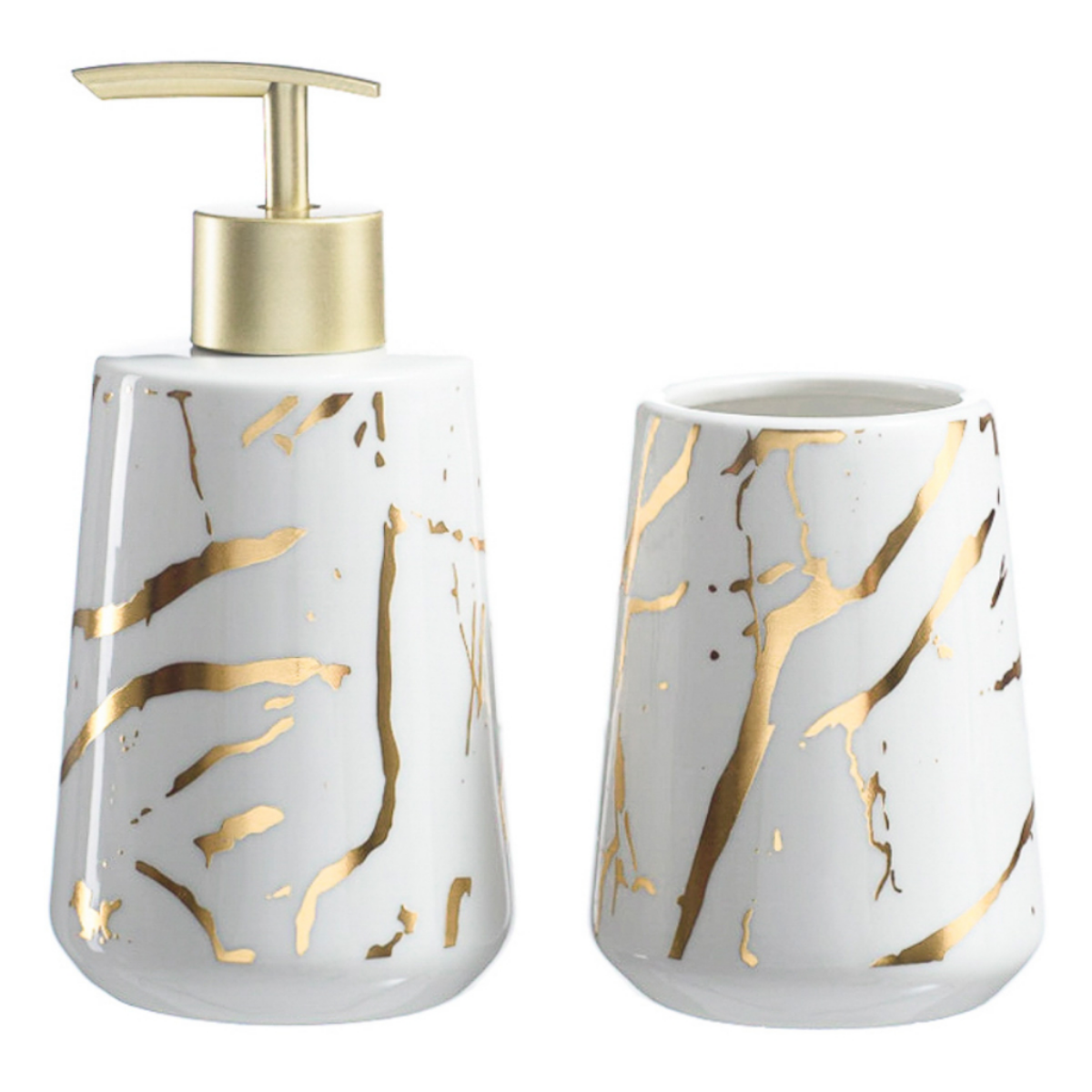 Kits Banheiro Lavabo de Porcelana Dispenser Sabonete Premium:dourado - 1