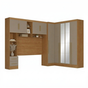 Ver imagem 2 de Guarda Roupa Modulado 3 Peças 9 Portas 5 Gavetas com Espelho e Cabeceira 100% MDF Smart Cinamomo/Cap
