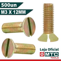 PARAFUSO MÁQUINA CABEÇA CHATA DIN 963 M3 X 12 FENDA - 500PÇS - 2