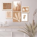 Ver imagem 2 de Kit 6 Quadros Decorativos Minimalista Bege Formas Boho Trigo