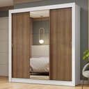 Ver imagem 1 de Guarda-roupa Casal 3 Portas de Correr com Espelho Branco/rustic Nobre Madesa