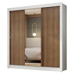 Guarda-roupa Casal 3 Portas de Correr com Espelho Branco/rustic Nobre Madesa - 2