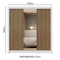 Guarda-roupa Casal 3 Portas de Correr com Espelho Branco/rustic Nobre Madesa - 3