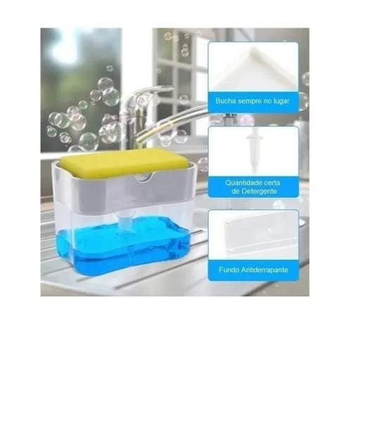 Dispenser Sabão 2x1 Detergente Suporte Porta Bucha Esponja - 2