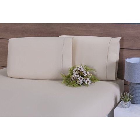 2 Fronhas King 60x80 100% Algodão 200 Fios Ponto Palito Caqui