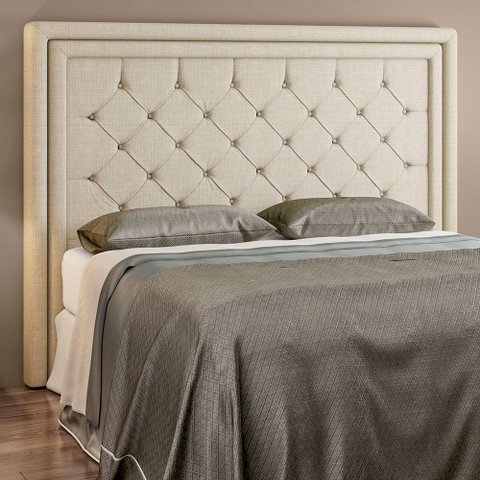 Cabeceira para Cama Box King 219cm Phili Linho Bege - Sallar Home