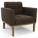 Ver imagem 1 de Poltrona Decorativa Base Madeira Castanho Ana Suede Marrom - Ibiza