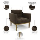 Ver imagem 3 de Poltrona Decorativa Base Madeira Castanho Ana Suede Marrom - Ibiza