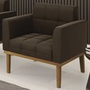 Ver imagem 2 de Poltrona Decorativa Base Madeira Castanho Ana Suede Marrom - Ibiza