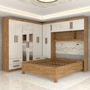 Ver imagem 6 de Guarda-roupa Casal Modulado com Cama Belgrado 11 Portas 6 Gavetas com Espelho Cinamomo/off White - P