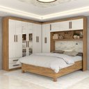 Ver imagem 1 de Guarda-roupa Casal Modulado com Cama Belgrado 11 Portas 6 Gavetas com Espelho Cinamomo/off White - P