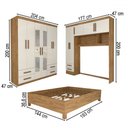 Ver imagem 4 de Guarda-roupa Casal Modulado com Cama Belgrado 11 Portas 6 Gavetas com Espelho Cinamomo/off White - P
