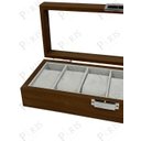 Ver imagem 1 de Porta Relógios em Madeira e Vidro Marrom 6 Divisórias 31cm 14664-pl