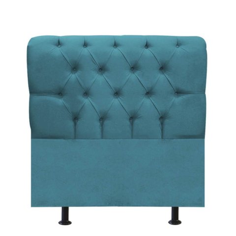 Cabeceira Estofada Cama Box Solteiro 90cm París Corino Azul Turquesa- Mabe Magazine