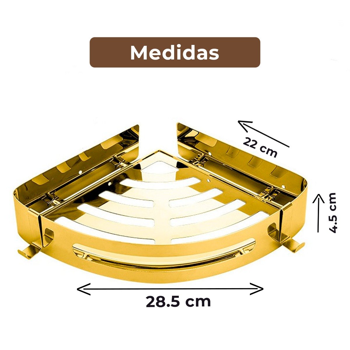 Suporte Shampoo de Canto Parede Banheiro Aço Inox Dourado - 10