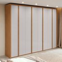 Ver imagem 1 de Guarda-roupa Casal 100% Mdf 8 Portas Easy Glow Amendoa Clean/off White