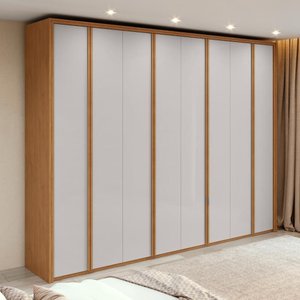 Guarda-roupa Casal 100% Mdf 8 Portas Easy Glow Amendoa Clean/off White