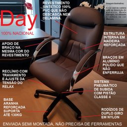 Cadeira de Escritório Presidente Day Marrom Relax 100% Nacional - 4