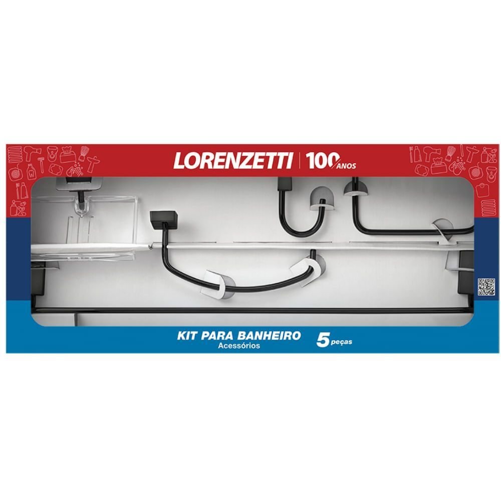Kit para Banheiro com 5 Acessórios Loren Way Black 2000 B30 - 7041312 - LORENZETTI KIT ACESSORIOS 5  - 1