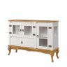 Aparador Rústico Madeira Maciça 3 Portas Vidro Lateral Branco Garapa D125vl Shop Jm - 2