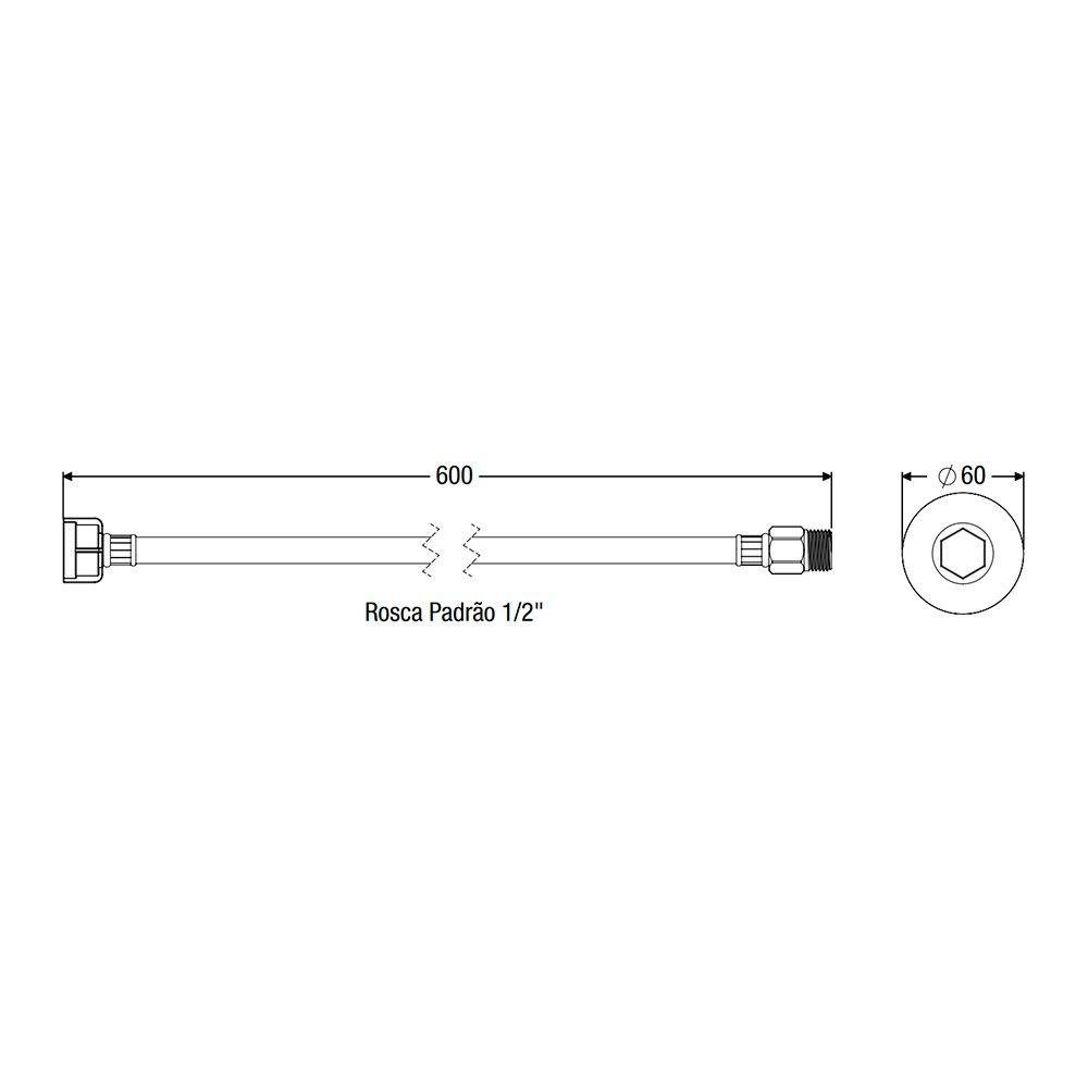 Engate Flexível de Pvc Alta Pressão 60cm Branco 7122-1 - 2