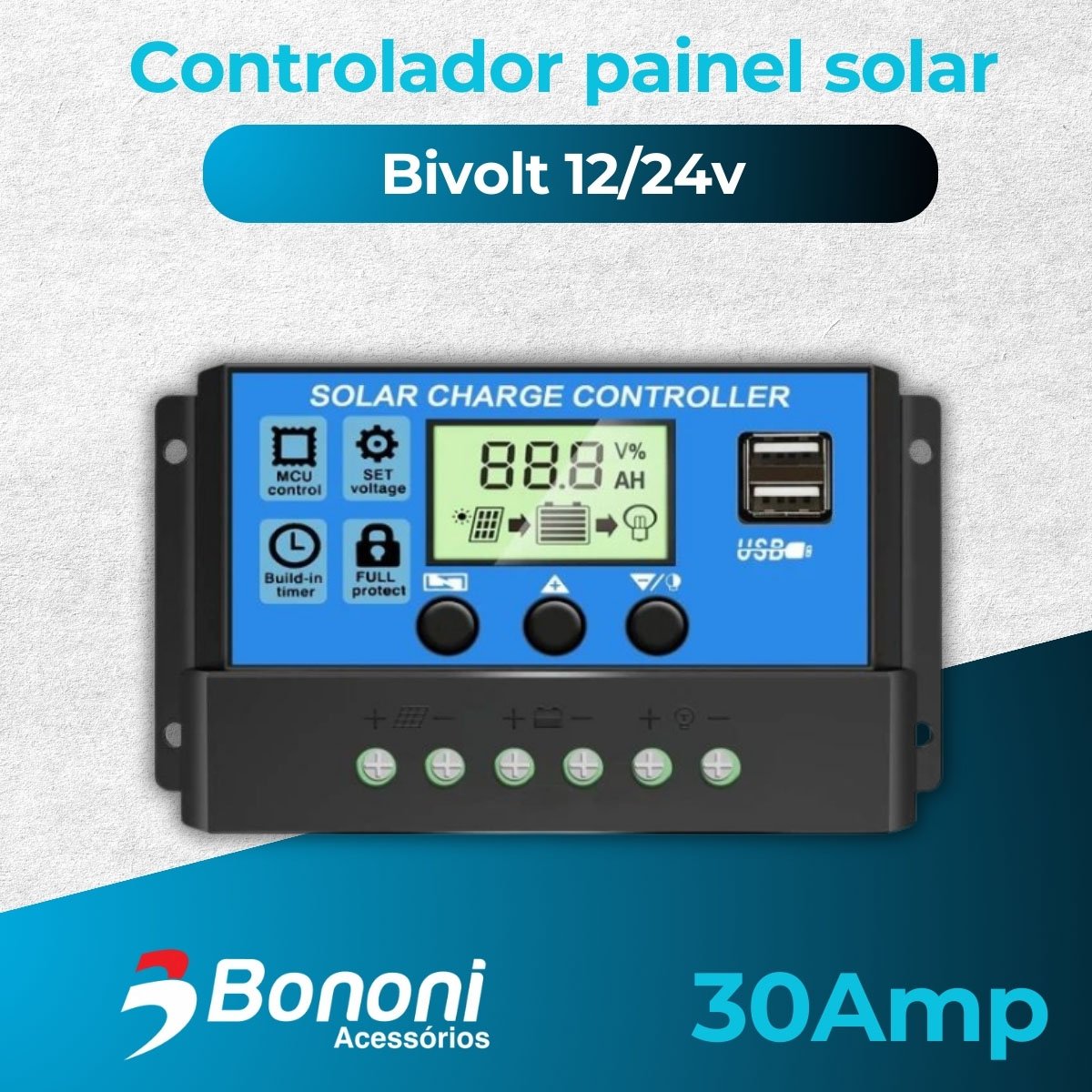Controlador Painel Solar 12/24v 30amp - 4