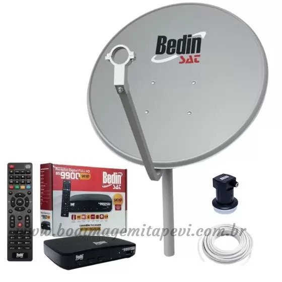 Receptor Digital Hd Bedinsat Bs9900 com Antena Parabólica Ku 60cm