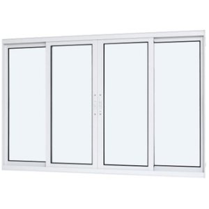 Janela de Alumínio 04 Folhas Master com Fecho Branca - 100x200
