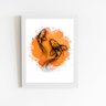 Carpa Peixe Arte Laranja Quadro Moldura Branca 60x40cm - 1