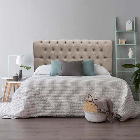 Cabeceira Estofada Capitonê Livia 195cm King Size para Cama Box Suede Bege - Gat Magazine
